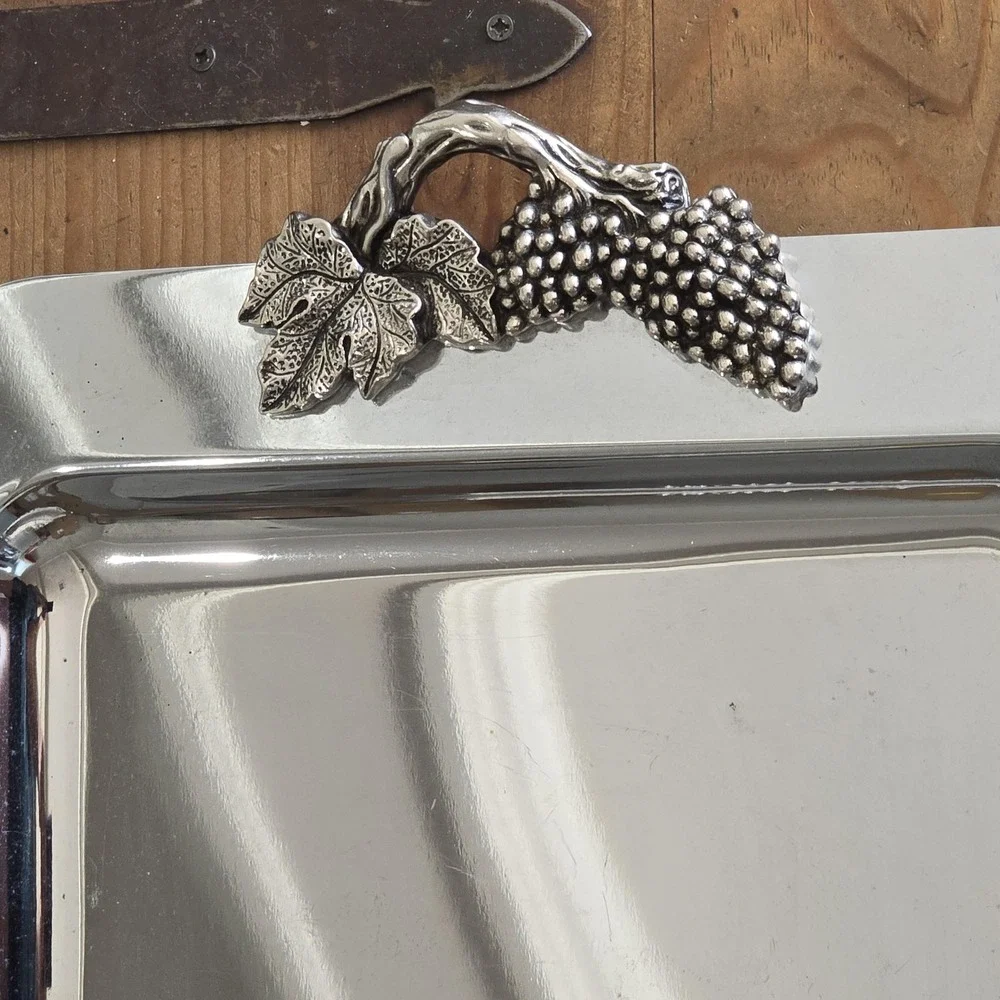 Vintage Towle Silversmiths Grape Vine Serving Tray Silver Tone 20